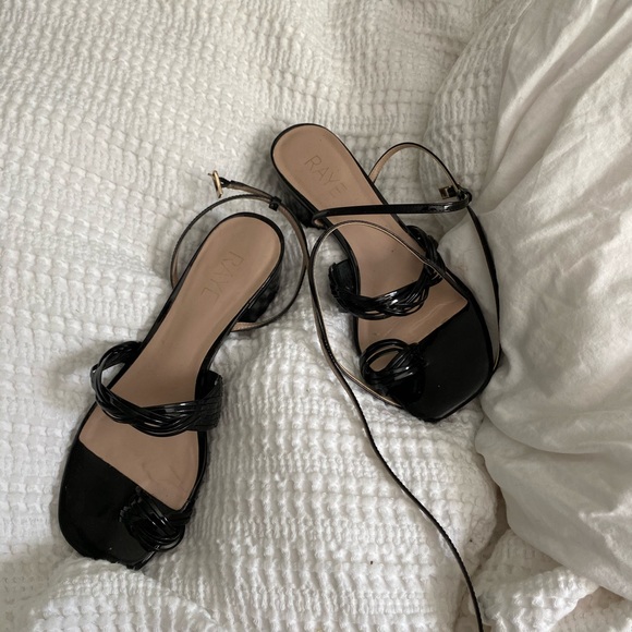 Raye black ankle wrap 1 inch heels - Picture 1 of 4